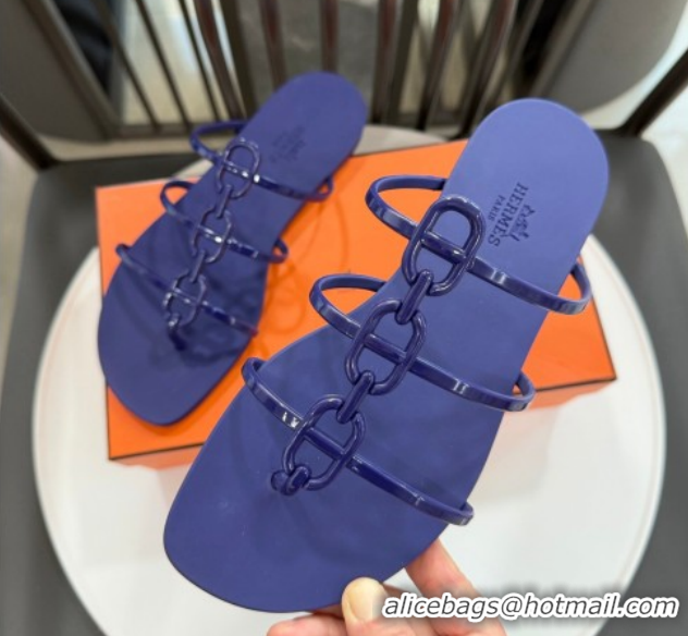 Charming Hermes Mykonos Flat Slides Sandal in TPU with Chaine d'Ancre Purple 2026 0304018