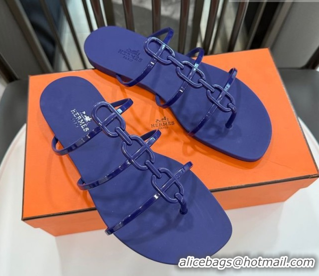 Charming Hermes Mykonos Flat Slides Sandal in TPU with Chaine d'Ancre Purple 2026 0304018