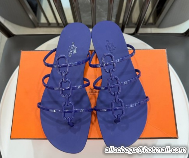 Charming Hermes Mykonos Flat Slides Sandal in TPU with Chaine d'Ancre Purple 2026 0304018