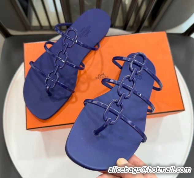 Charming Hermes Mykonos Flat Slides Sandal in TPU with Chaine d'Ancre Purple 2026 0304018