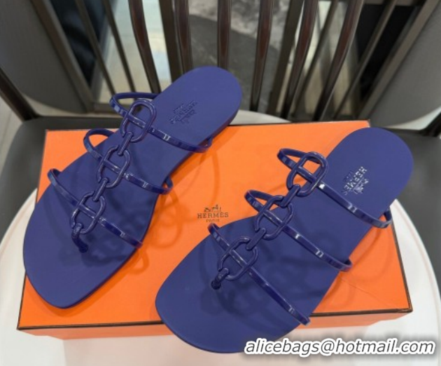 Charming Hermes Mykonos Flat Slides Sandal in TPU with Chaine d'Ancre Purple 2026 0304018