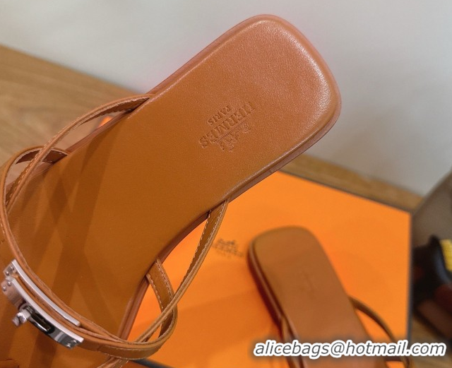 Purchase Hermes Miss Flat Slides Thong Sandal in Calfskin Leather with Kelly Buckle Brown 2026 0304022