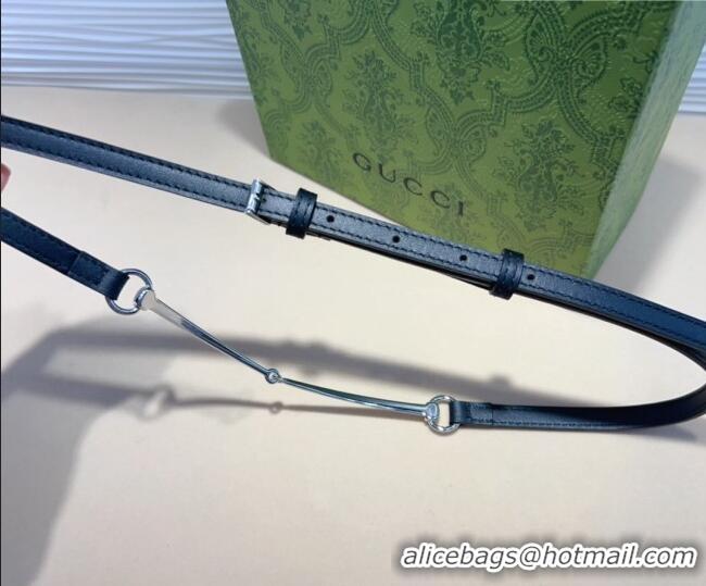 Cheapest Gucci Horsebit Leather Belt 1.2cm 0708 Black 2024