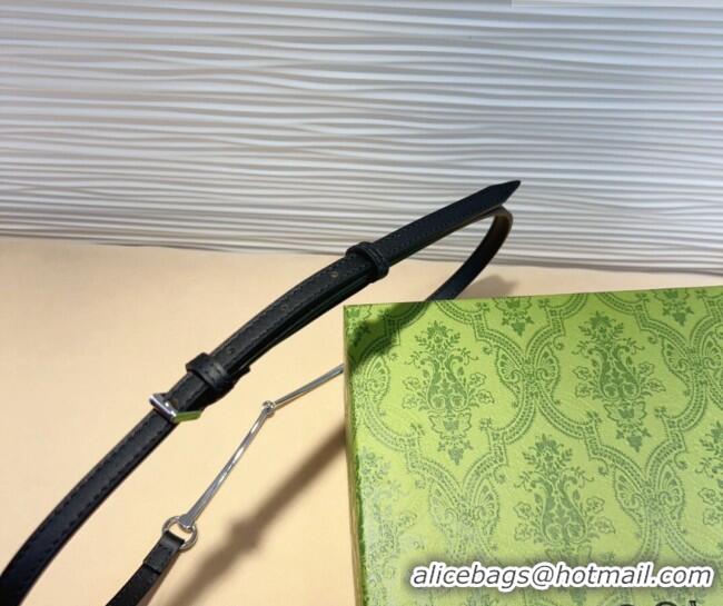 Cheapest Gucci Horsebit Leather Belt 1.2cm 0708 Black 2024