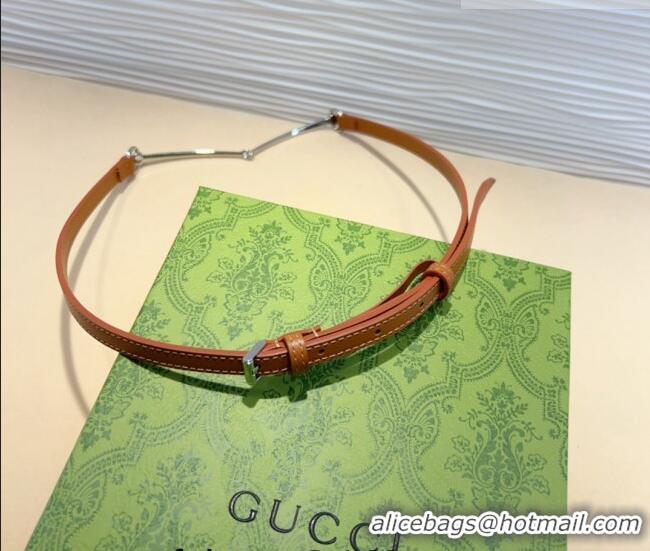 Promotional Gucci Horsebit Leather Belt 1.2cm 0708 Tan Brown 2024