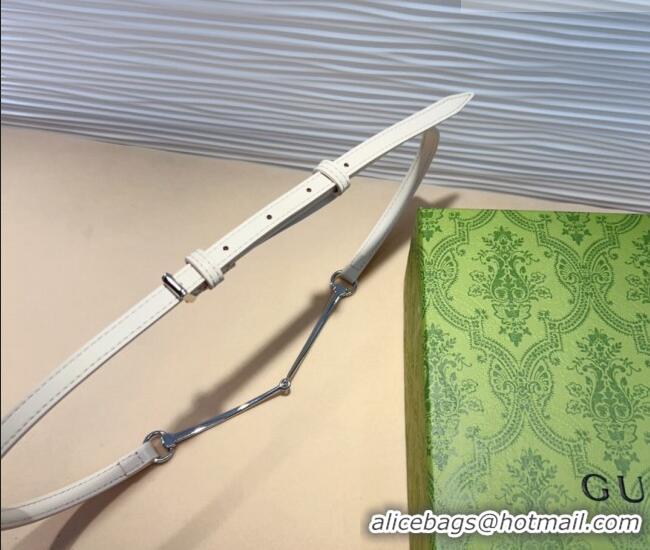 Best Quality Gucci Horsebit Leather Belt 1.2cm 0708 White 2024