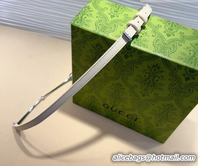 Best Quality Gucci Horsebit Leather Belt 1.2cm 0708 White 2024