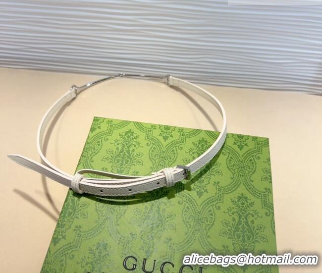 Best Quality Gucci Horsebit Leather Belt 1.2cm 0708 White 2024