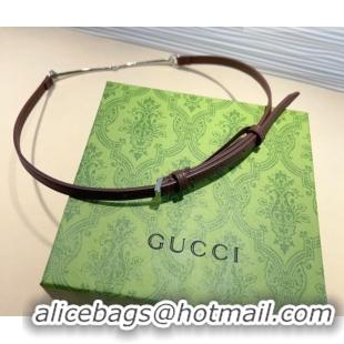 Trendy Design Gucci Horsebit Leather Belt 1.2cm 0708 Dark Brown 2024