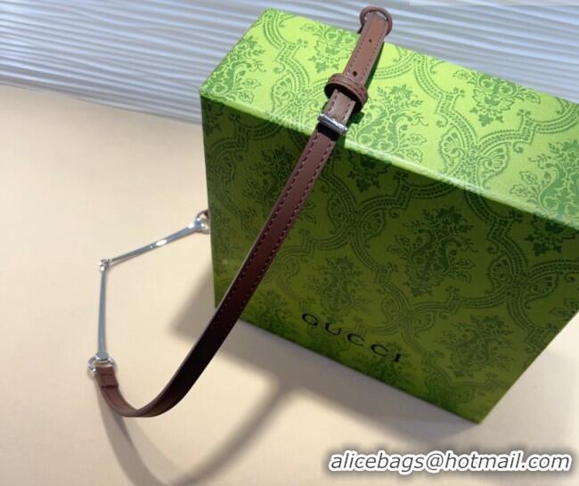 Trendy Design Gucci Horsebit Leather Belt 1.2cm 0708 Dark Brown 2024