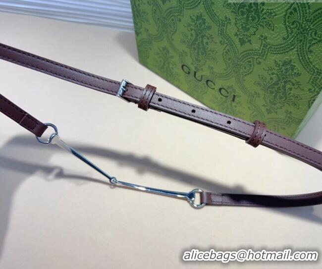 Trendy Design Gucci Horsebit Leather Belt 1.2cm 0708 Dark Brown 2024