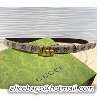Unique Grade Gucci GG Canvas Belt 2cm with GG Buckle 0708 Beige/Gold 2024