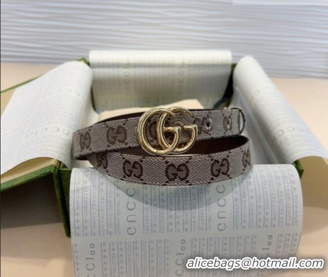 Unique Grade Gucci GG Canvas Belt 2cm with GG Buckle 0708 Beige/Gold 2024