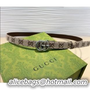 Hot Sell Cheap Gucci GG Canvas Belt 2cm with GG Buckle 0708 Beige/Silver 2024