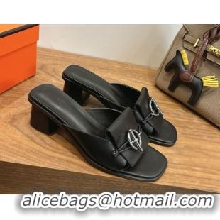Good Looking Hermes Heel Slides Sandal 4.5cm in Calfskin Leather with Buckle Black 2026 HS030401
