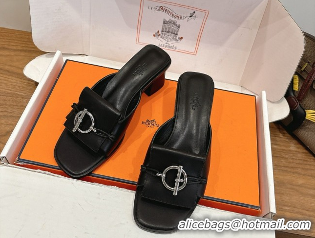 Good Looking Hermes Heel Slides Sandal 4.5cm in Calfskin Leather with Buckle Black 2026 HS030401