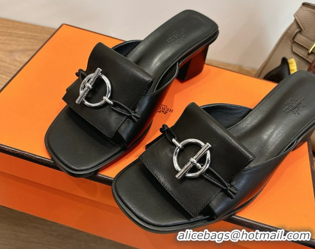 Good Looking Hermes Heel Slides Sandal 4.5cm in Calfskin Leather with Buckle Black 2026 HS030401