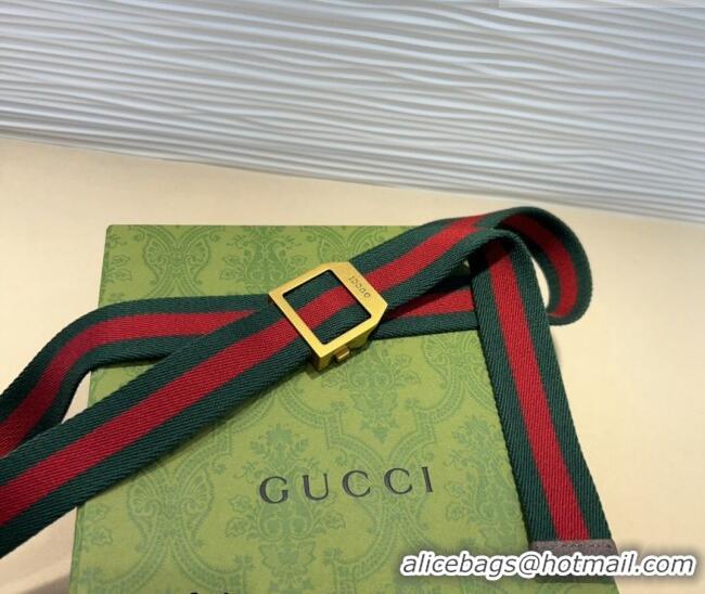 Promotional Gucci Web Belt with Rectangular Buckle GG102104 Green 2024
