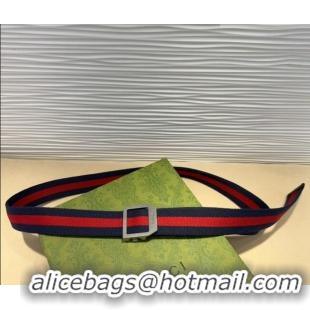 Unique Discount Gucci Web Belt with Rectangular Buckle GG102104 Blue 2024