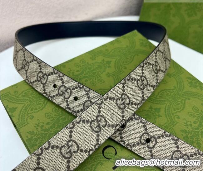 Grade Design Gucci Leather and GG Canvas Belt 3cm with GG Buckle GG102105 Blue 2024