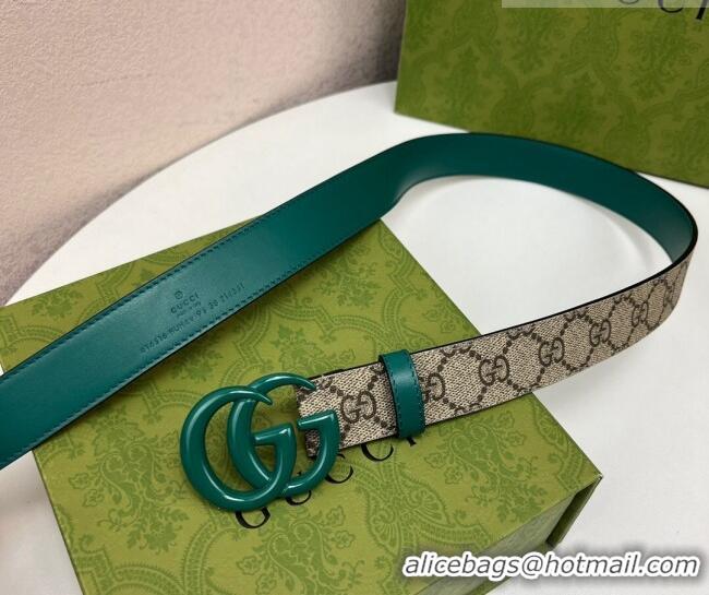 Promotional Gucci Leather and GG Canvas Belt 3cm with GG Buckle GG102105 Green 2024