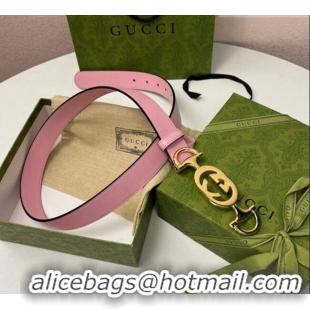 Promotional Gucci Calfskin Leather Belt 3cm with GG Chain GG102106 Light Pink 2024