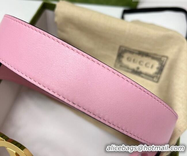 Promotional Gucci Calfskin Leather Belt 3cm with GG Chain GG102106 Light Pink 2024
