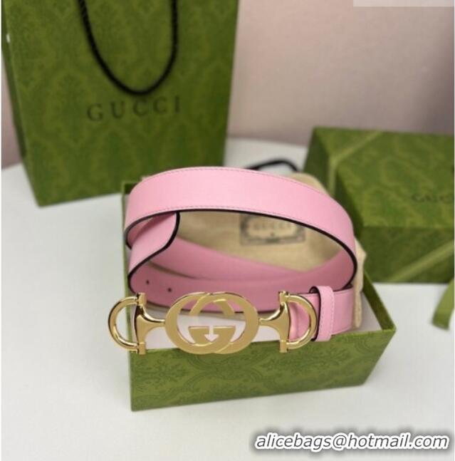 Promotional Gucci Calfskin Leather Belt 3cm with GG Chain GG102106 Light Pink 2024