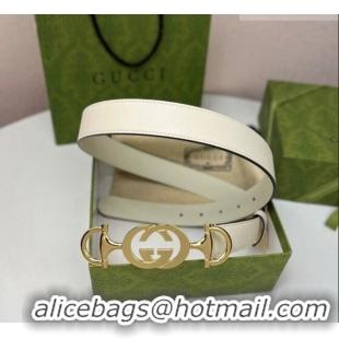 Buy Fashionable Gucci Calfskin Leather Belt 3cm with GG Chain GG102106 White 2024