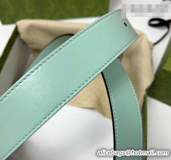 Low Price Gucci Calfskin Leather Belt 3cm with GG Chain GG102106 Light Green 2024