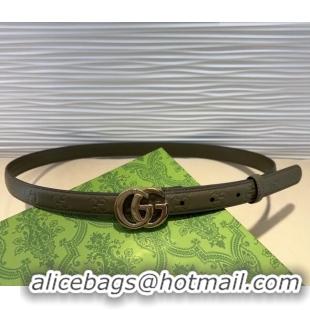 Luxury Cheap Gucci GG Embossed Leather Belt 2cm with GG Buckle 1127 Green 2024