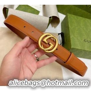 Best Quality Gucci Smooth Calfskin Belt 3cm G120605 Brown 2024