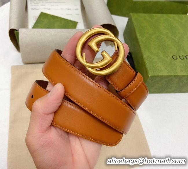 Best Quality Gucci Smooth Calfskin Belt 3cm G120605 Brown 2024