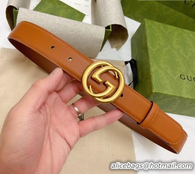 Best Quality Gucci Smooth Calfskin Belt 3cm G120605 Brown 2024