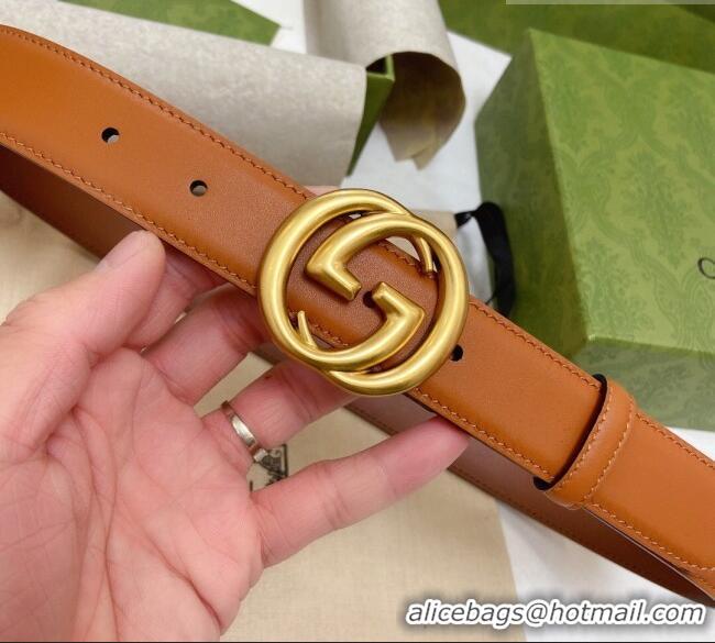 Best Quality Gucci Smooth Calfskin Belt 3cm G120605 Brown 2024