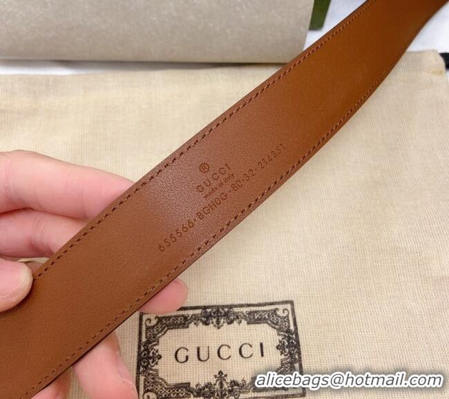 Best Quality Gucci Smooth Calfskin Belt 3cm G120605 Brown 2024