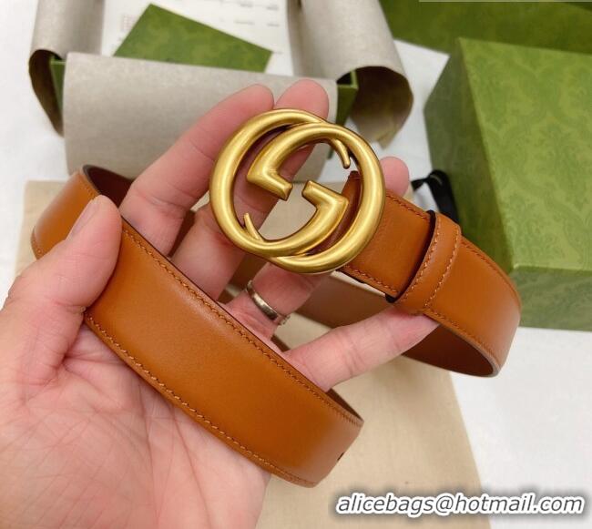 Best Quality Gucci Smooth Calfskin Belt 3cm G120605 Brown 2024