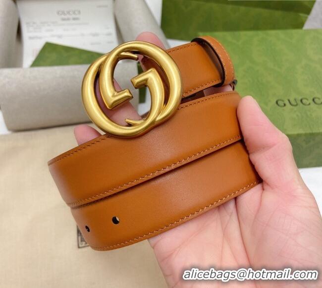Best Quality Gucci Smooth Calfskin Belt 3cm G120605 Brown 2024
