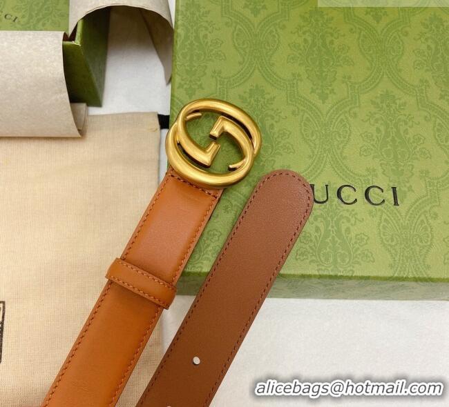 Best Quality Gucci Smooth Calfskin Belt 3cm G120605 Brown 2024