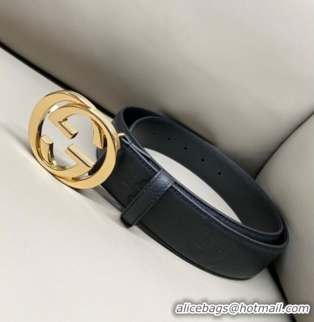 Trendy Design Gucci Milano Maxi GG Grained Leather Belt 4cm with Interlocking G Buckle GG010901 Black/Shiny Gold 2025