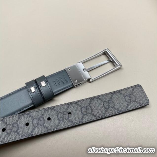Well Crafted Gucci GG Canvas and Leather Reversible Belt 3cm with Pink Buckle GG011001 Grey 2025