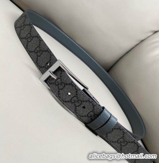 Well Crafted Gucci GG Canvas and Leather Reversible Belt 3cm with Pink Buckle GG011001 Grey 2025