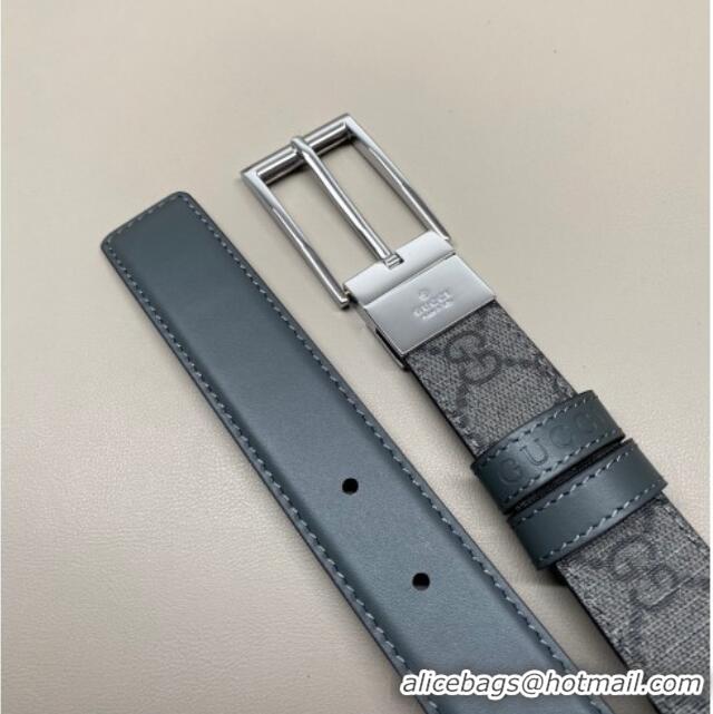 Well Crafted Gucci GG Canvas and Leather Reversible Belt 3cm with Pink Buckle GG011001 Grey 2025
