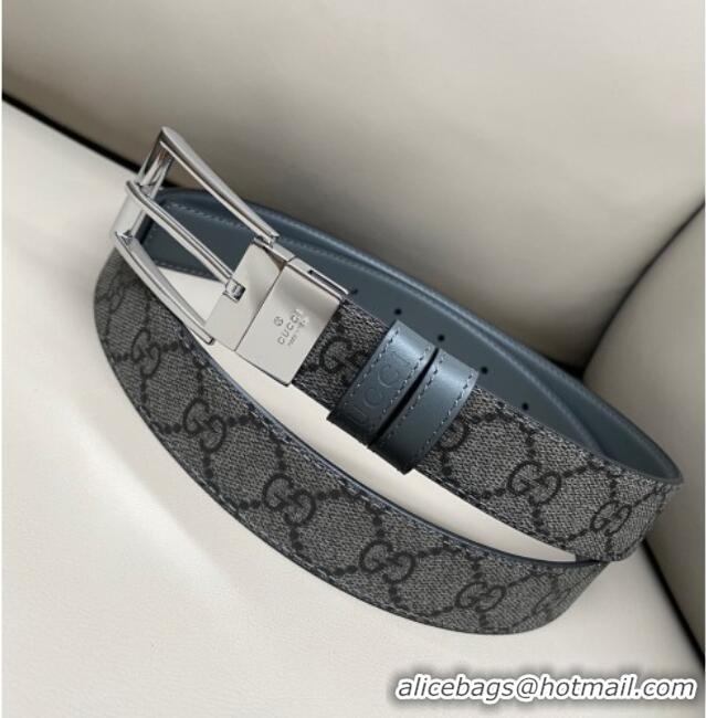 Well Crafted Gucci GG Canvas and Leather Reversible Belt 3cm with Pink Buckle GG011001 Grey 2025