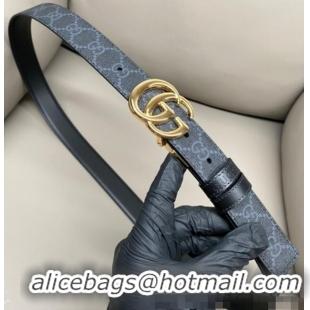Reasonable Price Gucci GG Canvas and Leather Reversible Belt 3cm with GG Buckle GG011001 Black 2025