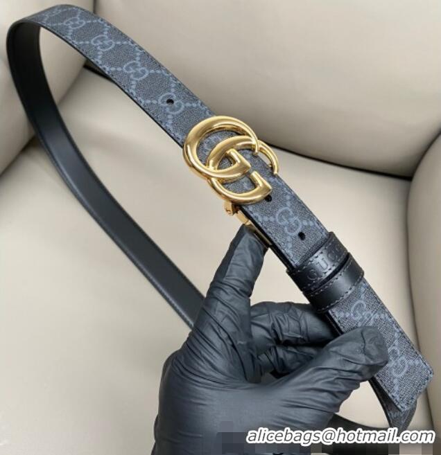 Reasonable Price Gucci GG Canvas and Leather Reversible Belt 3cm with GG Buckle GG011001 Black 2025