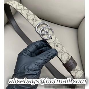 Buy Discount Gucci GG Canvas and Leather Reversible Belt 3cm with GG Buckle GG011001 Brown 2025