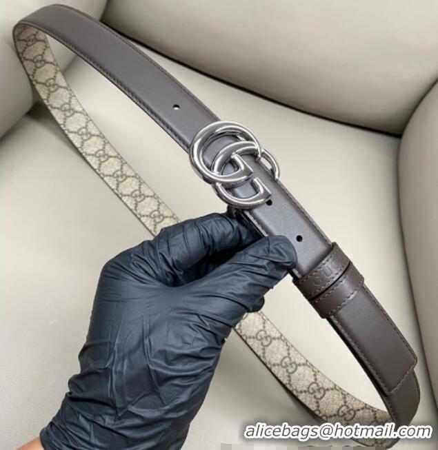 Buy Discount Gucci GG Canvas and Leather Reversible Belt 3cm with GG Buckle GG011001 Brown 2025