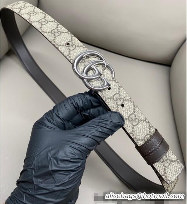 Buy Discount Gucci GG Canvas and Leather Reversible Belt 3cm with GG Buckle GG011001 Brown 2025