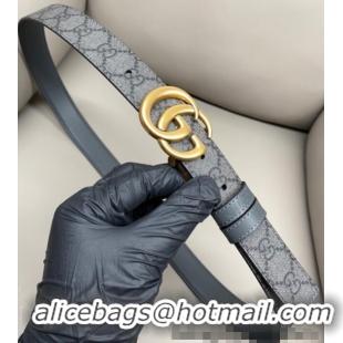 New Design Gucci GG Canvas and Leather Reversible Belt 3cm with GG Buckle GG011001 Grey 2025